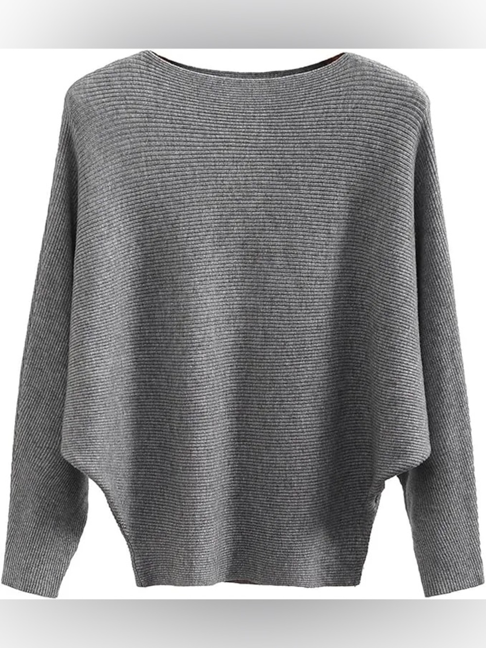Philosophy Boat Neck Batwing‎ Sleeves Knitted Sweaters Pullovers Med Gray Med